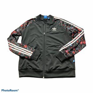 Adidas Moscow Limited Edition Zip Up Track Jacket Black Floral Print Size Medium